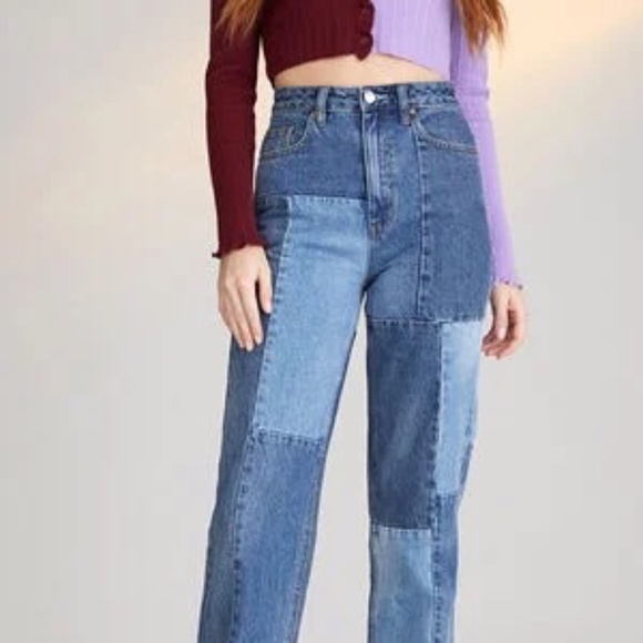 Pacsun Eco Patchwork 90s Boyfriend High Waisted Straight Leg Jeans Size 23 - Picture 15 of 16
